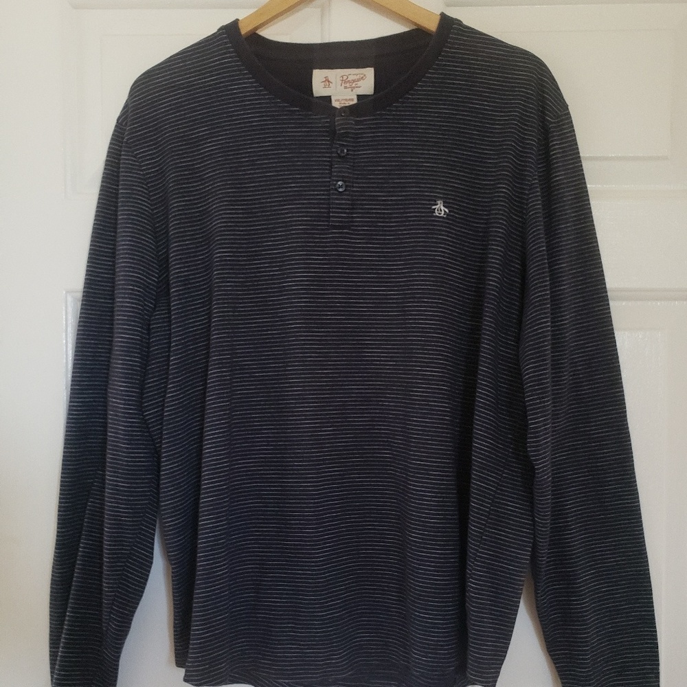 ORIGINAL PENGUIN NAVY HENLEY LONG SLEEVE MENS XXL
